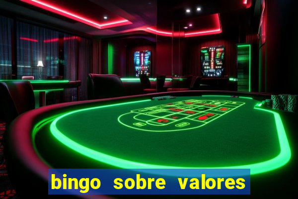 bingo sobre valores para imprimir